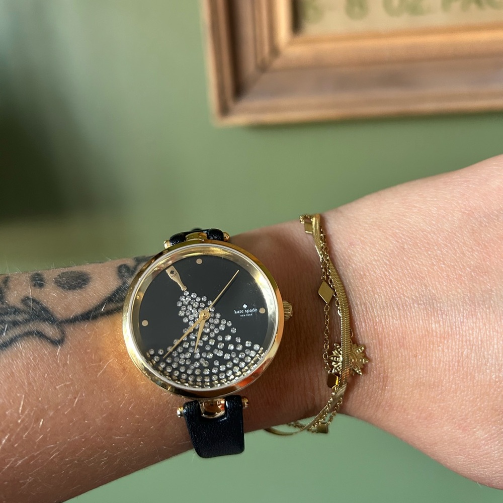 Kate Spade Gold and Black Watch with Crystal Design